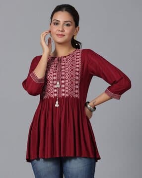 juniper Women Tunic with Embroidered Yoke-picture-34