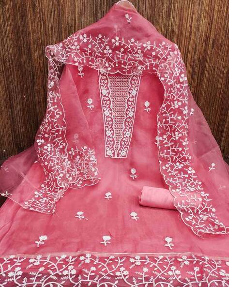 Women Embroidered Unstitched Dress Material Price in India