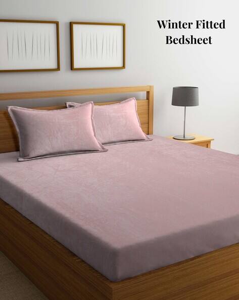 Arrabi 240 GSM King-Size Fitted Bedsheet with Pillow Covers