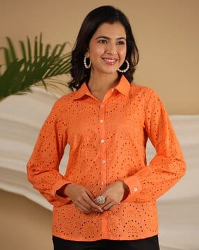 juniper Women Schiffli Embroidered Regular Fit Shirt-picture-24