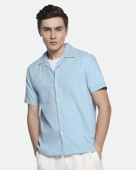 Men Relaxed Fit Shirt with Short Sleeves