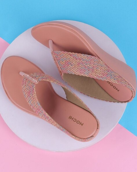 Mochi Women Slip-On Thong Strap Wedges