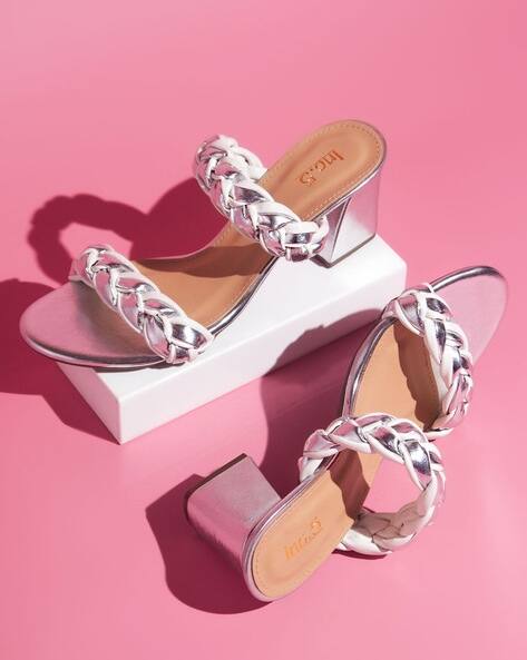 Buy Silver-Toned Heeled Sandals for Women by Online