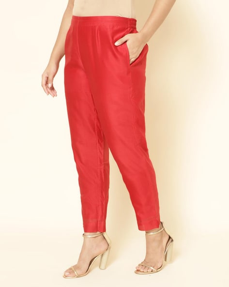 Women Ankle-Length Pants with Elasticated Waist Price in India
