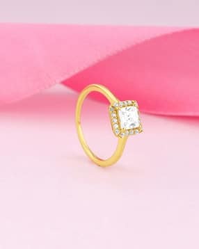 giva Women Sterling Silver Stone-Studded Square Solitaire Ring-picture-22