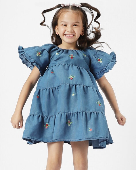 Nauti Nati Girls Embroidered Tiered Dress