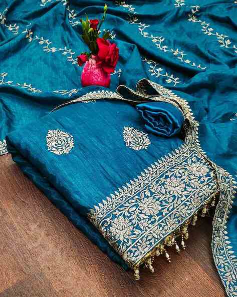 Women Embroidered 3-Piece Dress Material Price in India