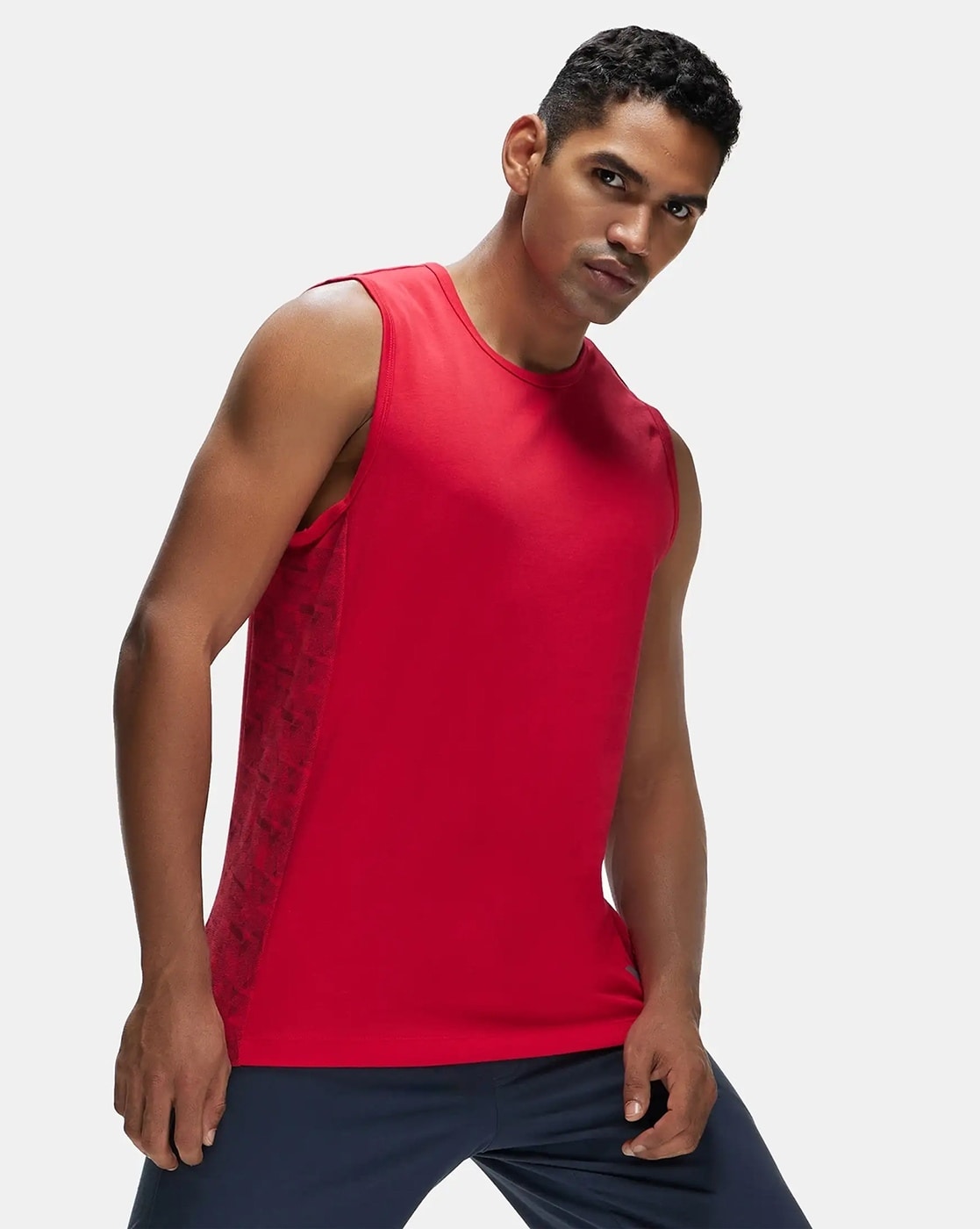 Men's Super Combed Cotton Blend Breathable Mesh Sleeveless Muscle Tee with  Stay Fresh Treatment - Quite Shade