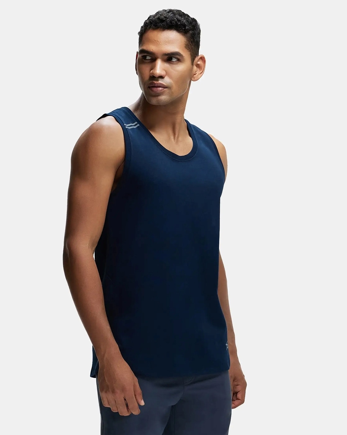 Jockey MV06 Men's Super Combed Cotton Blend Solid Low Neck Tank Top with  Breathable Mesh and Stay Fresh Treatment