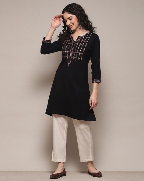 Buy Black Kurtis Tunics for Women by Biba Online Ajio