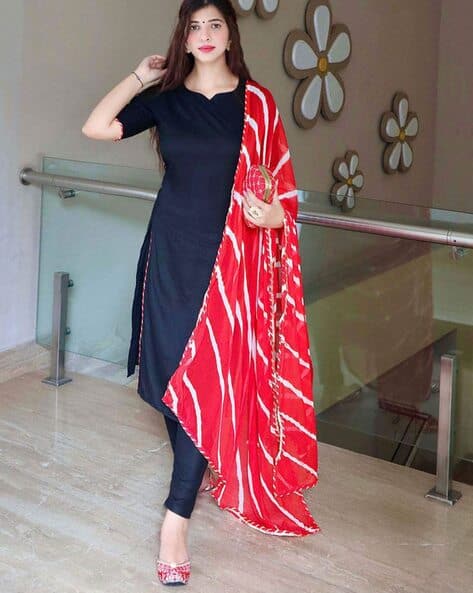 Women A-Line Kurta Set with Dupatta