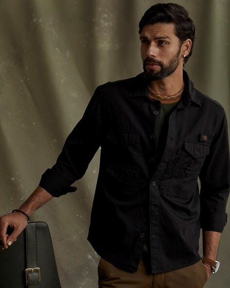 Men Twill Overshirt