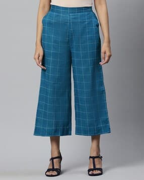 aurelia Women Checked Relaxed Fit Pure Cotton Culottes-picture-13