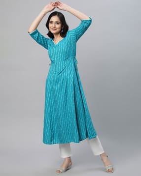 aurelia Women Striped A-Line Kurta-picture-22