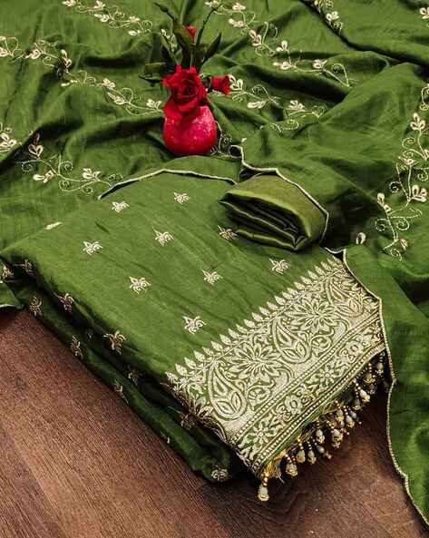 Women Embroidered 3-Piece Dress Material Price in India