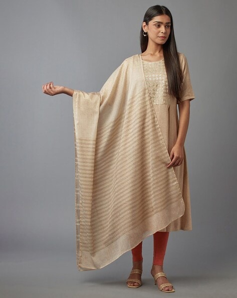 Women Semolina Striped Voile Dupatta Price in India