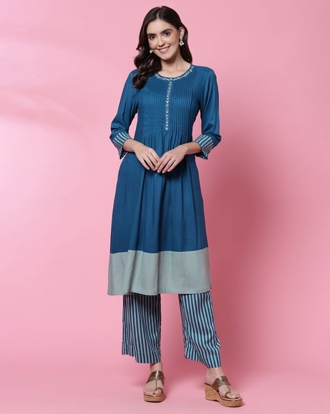 Buy Blue Kurta Bottom Set for Women by Biba Online Ajio