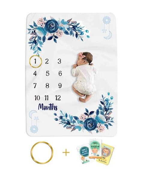 Grishu Collection Floral Print Blanket with Ring