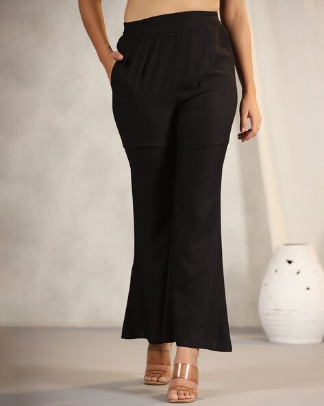 Women Flat-Front Pants with Insert Pockets Price in India