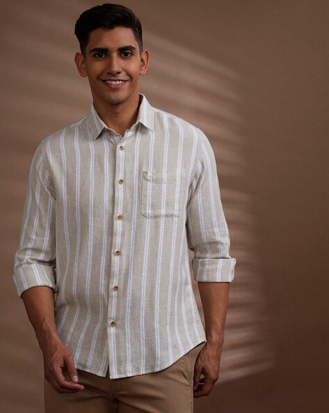 Striped Shirt with Patch Pocket