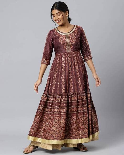 AURELIA Women Floral Print Flared Kurta with Palazzos