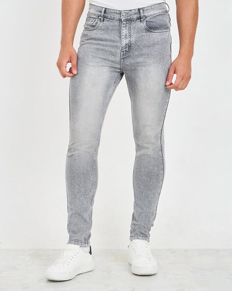 Men Light Washed Skinny Jeans
