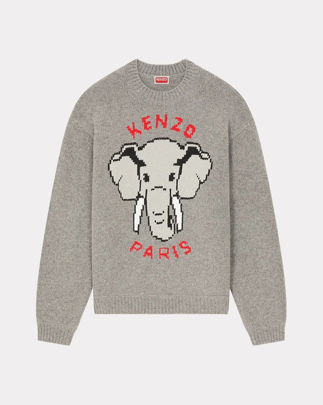 Buy KENZO Elephant Wool Regular Fit Jumper | Grey Color Men