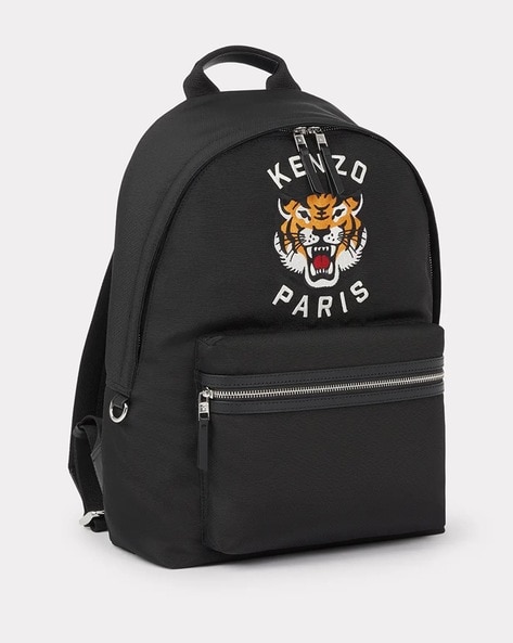 Buy KENZO Brand Print Varsity Backpack Black Color Men AJIO LUXE