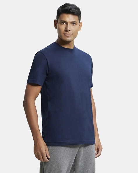 Plain Men's Super Combed Cotton Rich Solid Round Neck Half Sleeve T-Shirt  at Rs 350 in Gurgaon