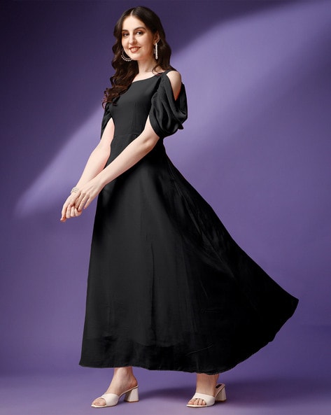 Cold shoulder hot sale long frocks