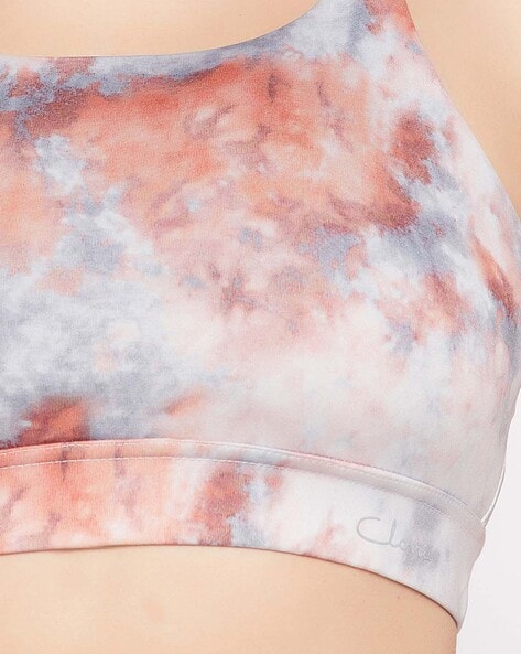 Medium Impact Padded Tie-Dye Print Sports Bra with Removable Cups