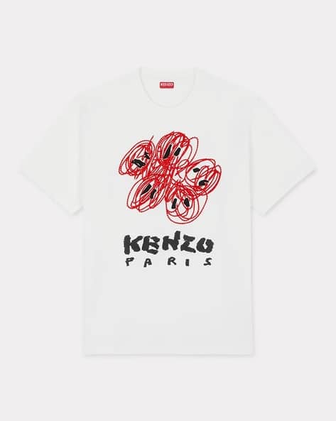 Buy KENZO Drawn Varsity Cotton Classic T-Shirt | White Color