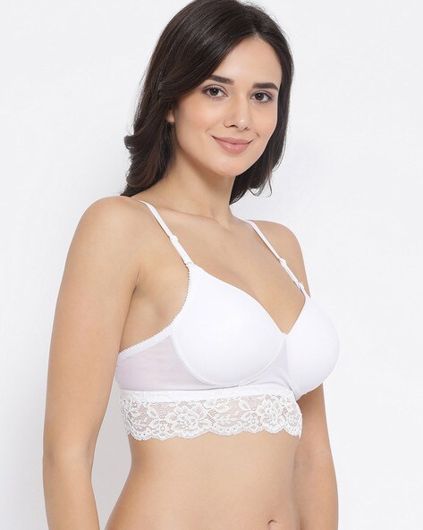 Padded Lace Full-Coverage Non-Wired Bralette Bra