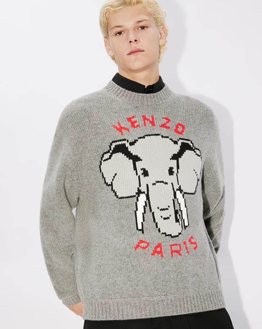 Buy KENZO Elephant Wool Regular Fit Jumper | Grey Color Men | AJIO
