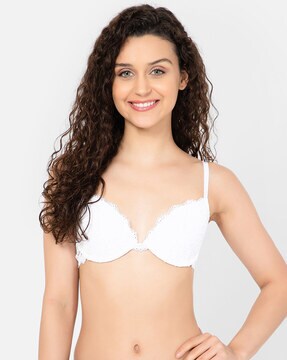 Buy Clovia Padded Wired Medium Coverage Push Up Bra - White at Rs.585  online