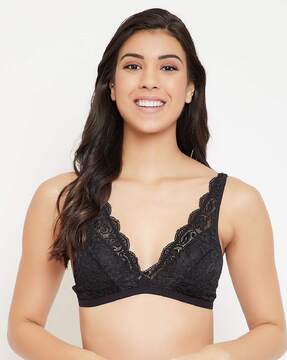 Unpadded Lace Bra Top - Black - Ladies