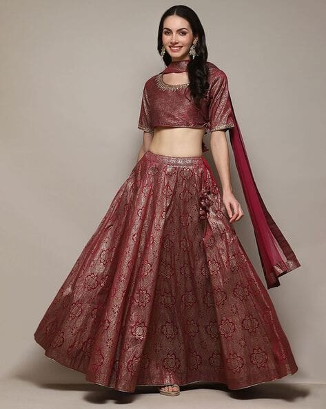 Biba Women Floral Print Flared Lehenga Choli Set with Dupatta