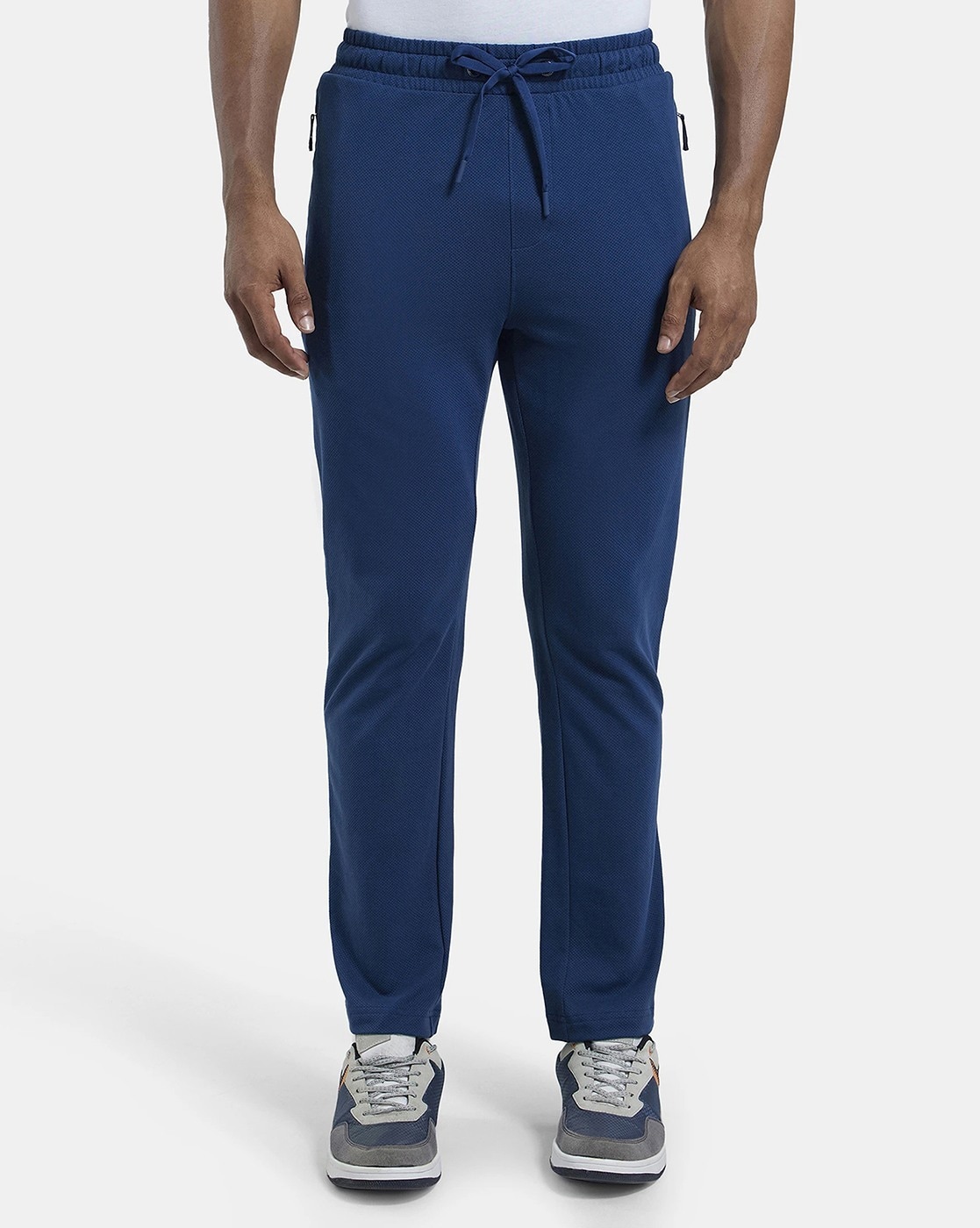 Buy Jockey Um36 Men Super Combed Cotton Rich Slim Fit Joggers With Zipper  Pockets - Blue online