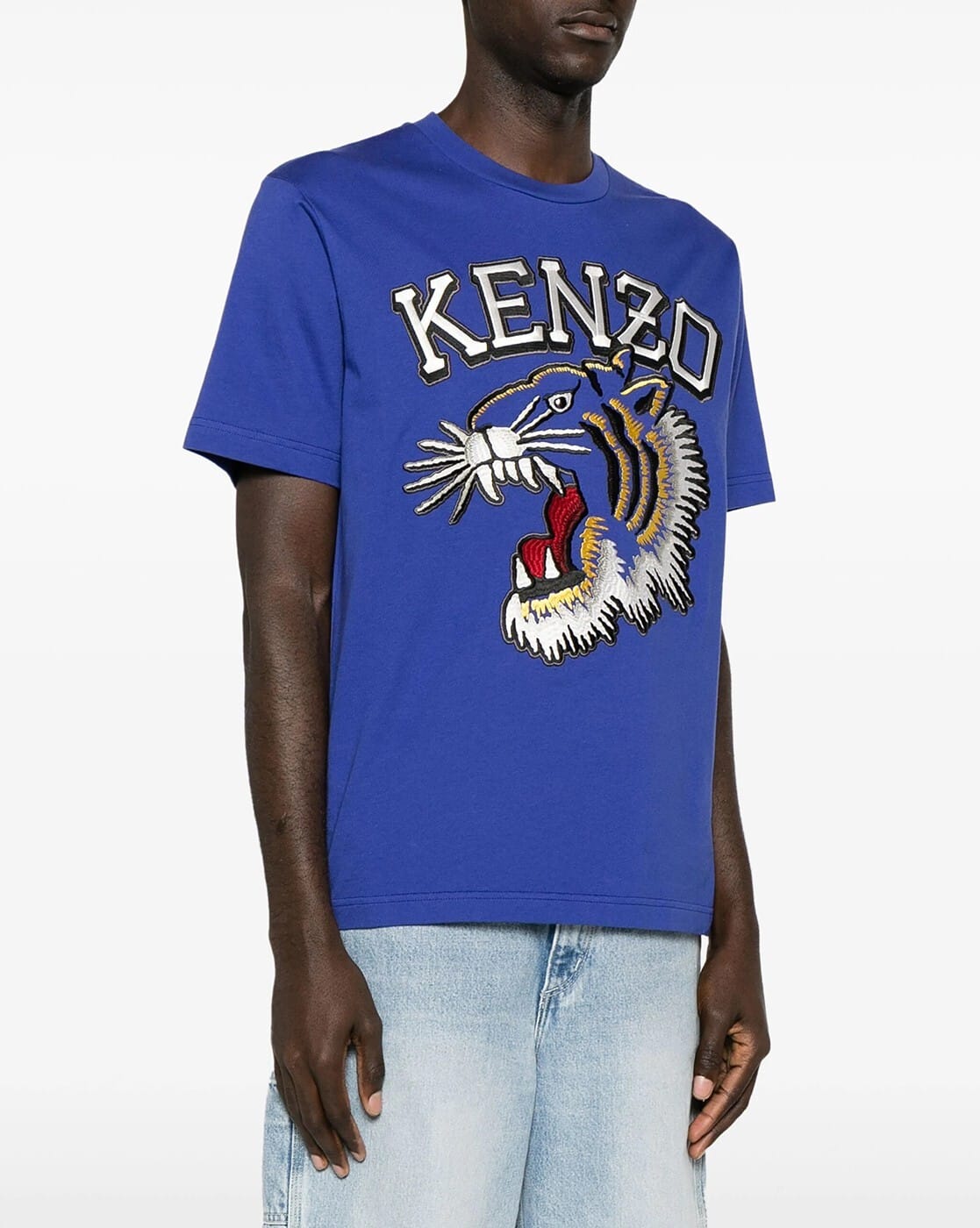 Buy KENZO Tiger Varsity Cotton Regular Fit T-Shirt | Blue Color