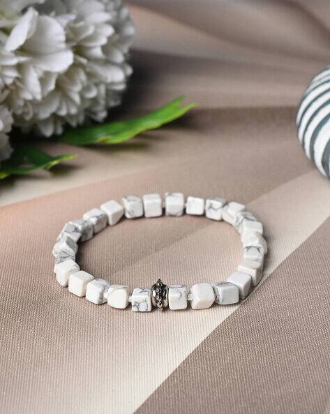 Women Howlite-Stone Beaded Stretch Bracelet
