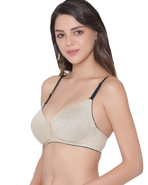 Clovia Padded Non-Wired Full Cup Bra in Nude Colour - Lace Women
