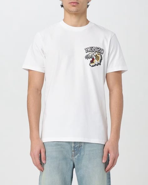 Buy KENZO Tiger Varsity Cotton Slim T-Shirt | Off White