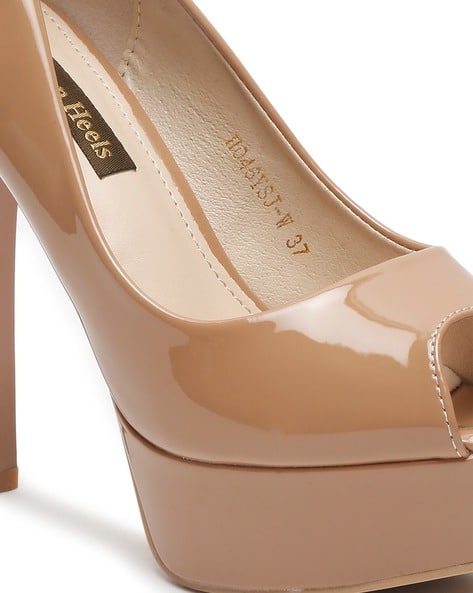 Pumps Buffalo Peeptoe Beige Women Peep-Toe Slip-On Pumps