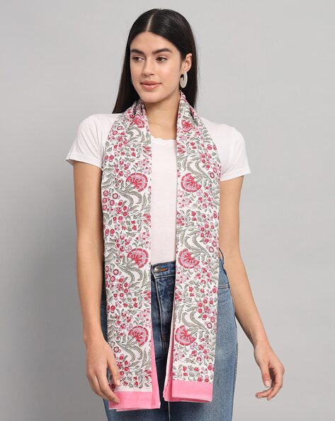 Women Floral Print Cotton Scarve Price in India