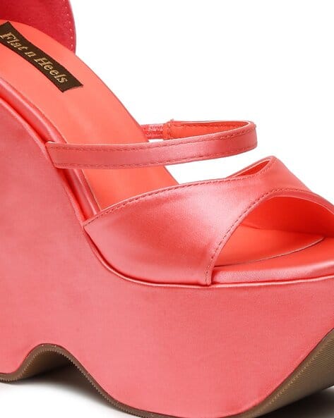 Women Strappy Heeled Wedges with Ankle-Loop