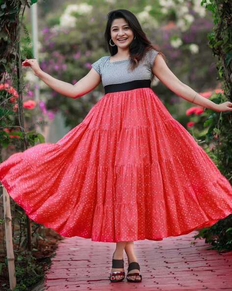 Checked anarkali kurtis hotsell