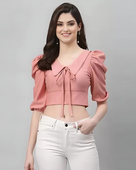 Buy ZELZIS Women Regular Fit Crop Top wi Online | Ajio.com