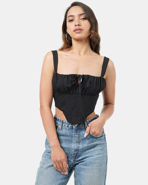 Women Ruched Fitted Corset Top