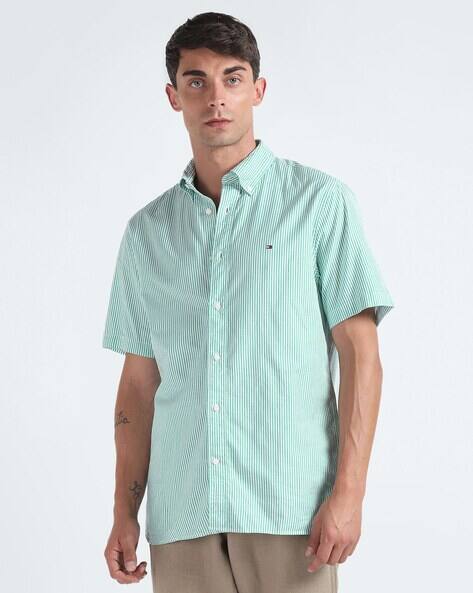 Flex Poplin Striped Short-Sleeve Regular Fit Shirt