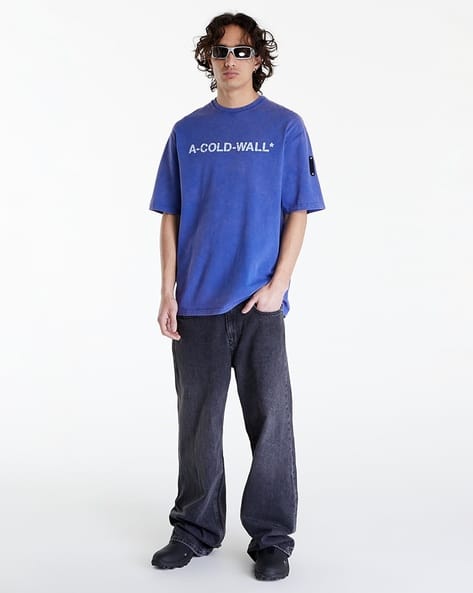 Buy A COLD WALL Overdye Cotton Regular Fit Logo T-Shirt | Blue  